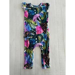 Little Bum Bums AKA Bums and Roses Floral Palm Romper 3-6 months EUC